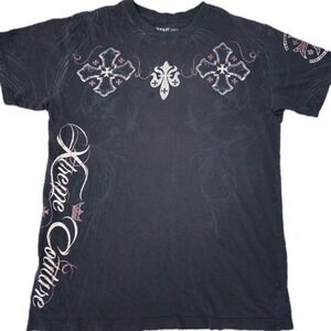 Xtreme Couture Affliction Mens L T-Shirt Skulls Biker MMA Grunge Goth